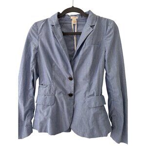 J. Crew Schoolboy Blazer Blue White Striped Cotton Two Button Slim Fit Work